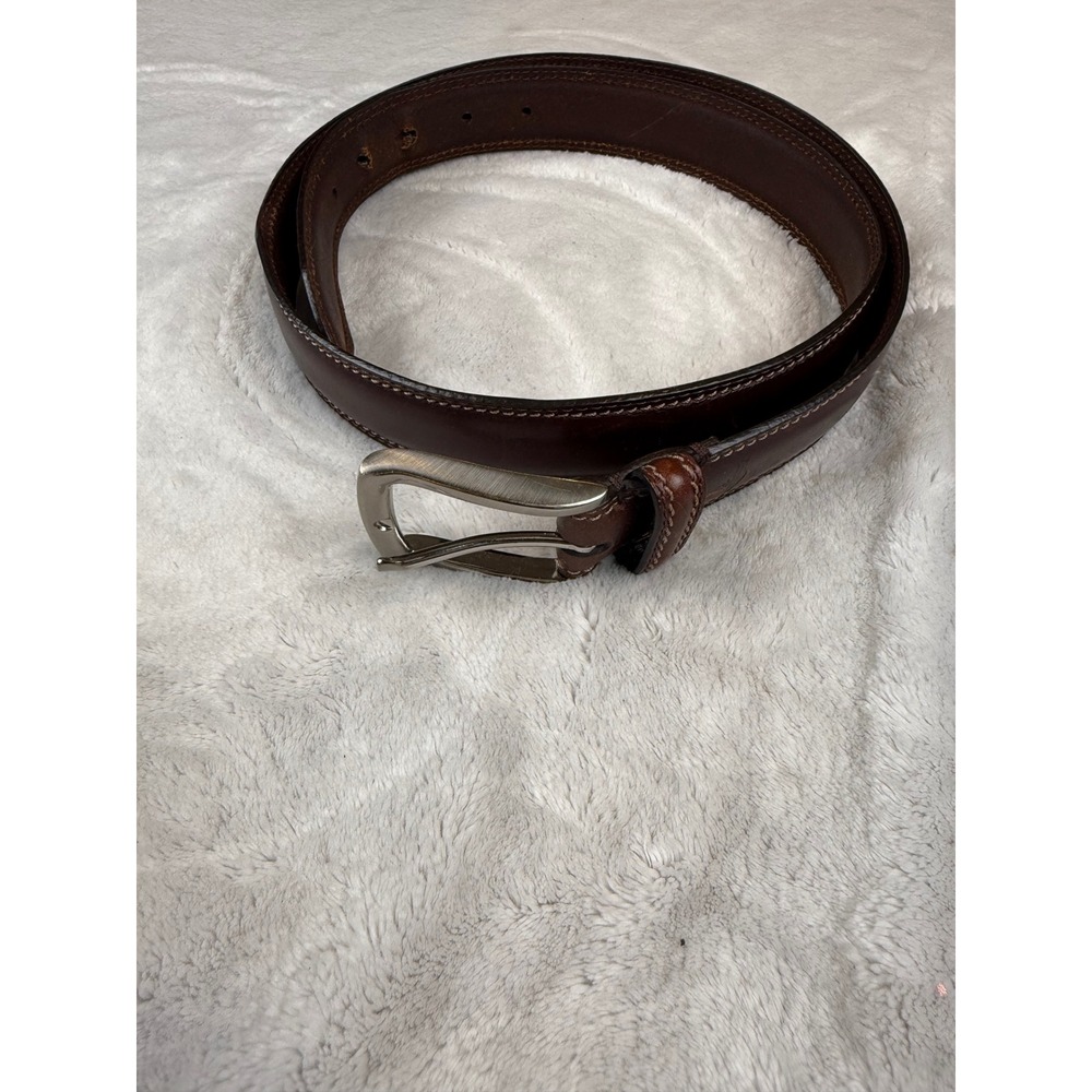Dockers Mens Brown Genuine Leather Belt‎ Silver Buckle Size 40 CDI